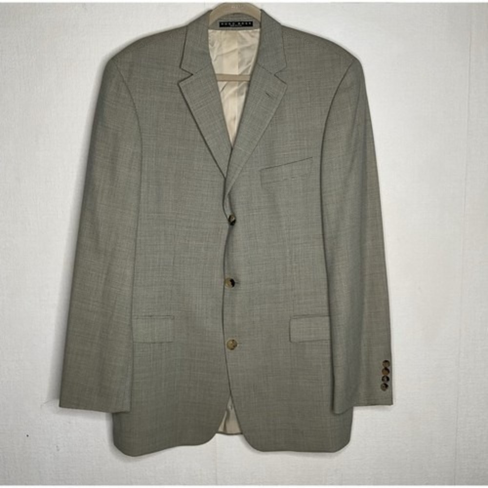 Hugo Boss Rossellini Tweed Stretch 3 Button Sport Blazer Men 42L USA 100% Wool